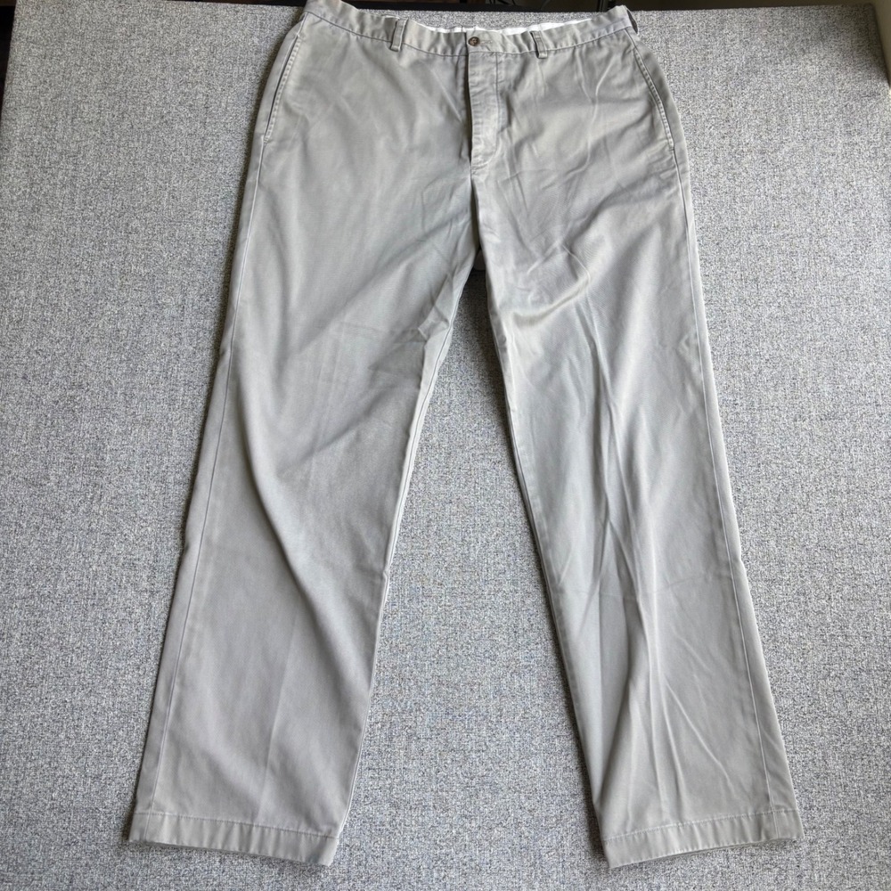 Brooks Brothers Chino Mens 38x32 Grey Advantage Chino Clark Fit Cotton Twill